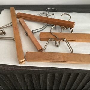 Vtg. Wooden Clamp Hangers for hanging trousers and/or skirts, 1950s.